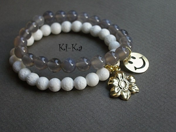 WHITE AND GREY - BRANSOLETKI