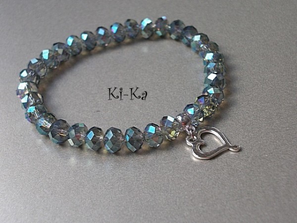 KRYSZTAŁOWE SERCE - BRANSOLETKA