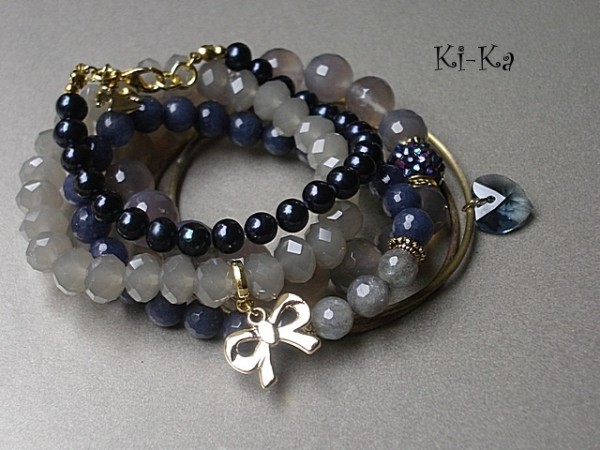 DARK BLUE AND GREY - BRANSOLETKI