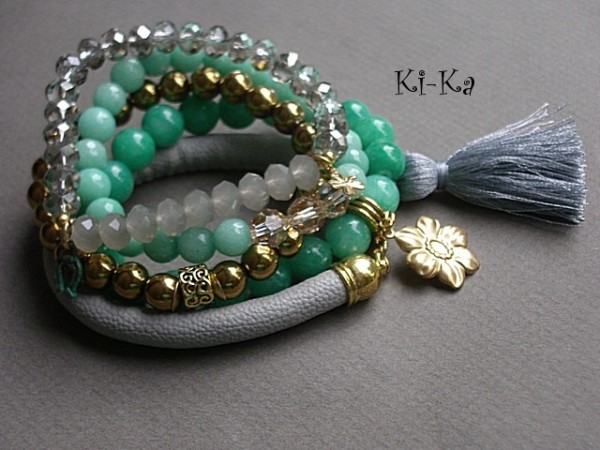 MINT AND GREY - BRANSOLETKI