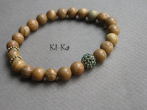EMERALD,BEIGE AND GOLD 3 - BRANSOLETKA
