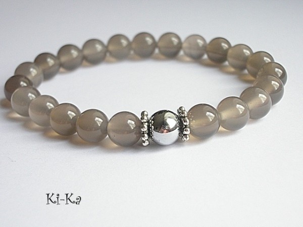 SZARE AGATY - BRANSOLETKA