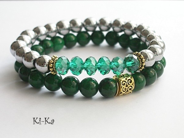 DUO - GREEN AND SILVER - BRANSOLEKI