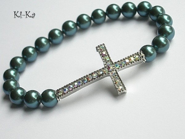 CRUCIFIX GREEN - BRANSOLETKA