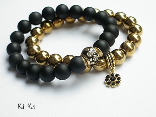 DUO - HEMATITE  AND BLACK STONE