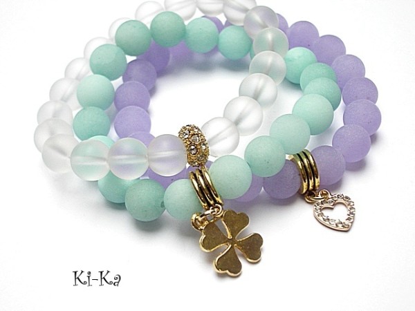 Mint, violet and white - set
