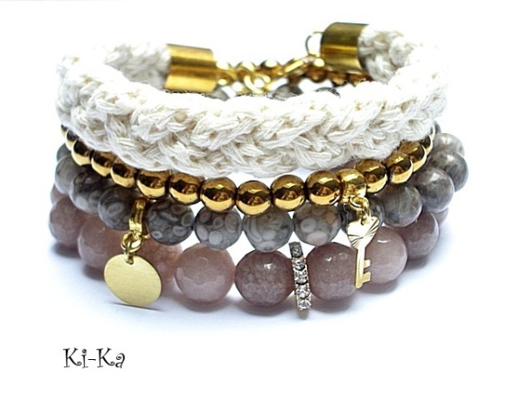 Creme, taupe and gold set