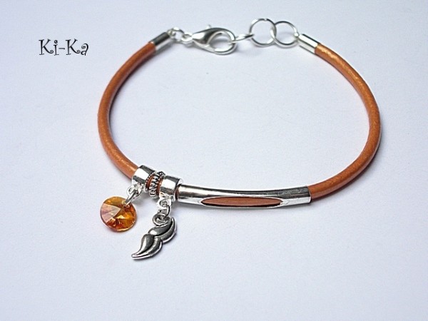 Orange leather - bransoletka