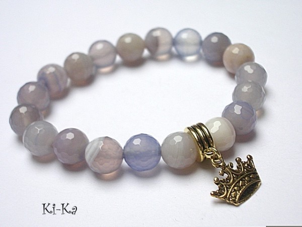 Violet and grey /agaty/ - bransoletka
