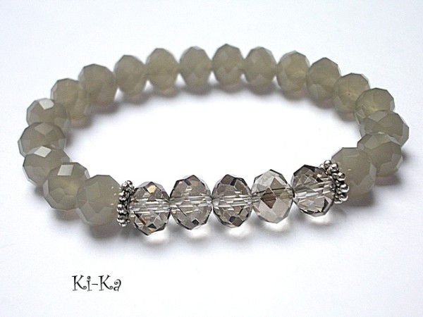 Ecru and black /crystal grey/ - bransoletka