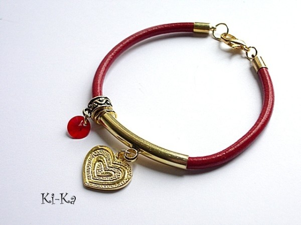 Red leather - bransoletka