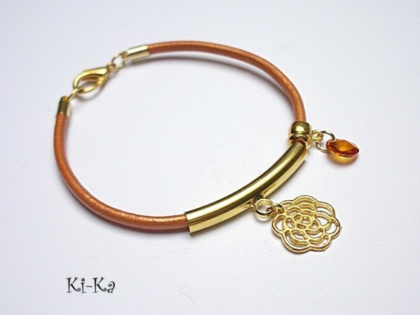 Orange pearl - bransoletka