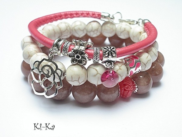Taupe, creme & coral - set
