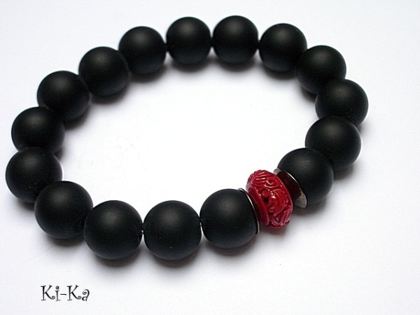 Red flower & black - bransoletka