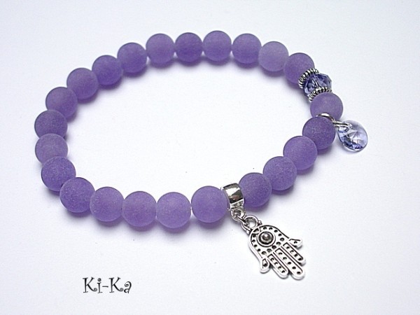 Lavender hamsa - bransoletka
