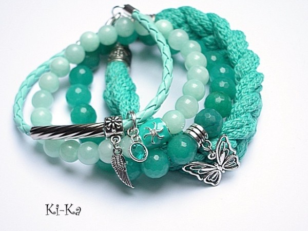 Miętowo-turkusowy set