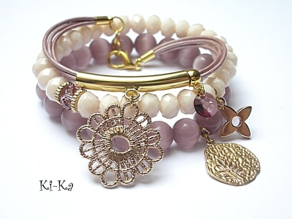 Cream & vintage rose - set