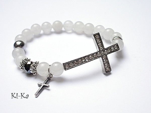 White cross- bransoletka
