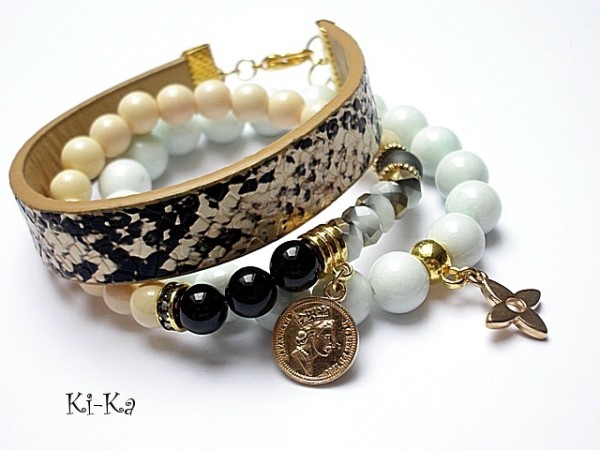 Black, vanilia and light blue - set