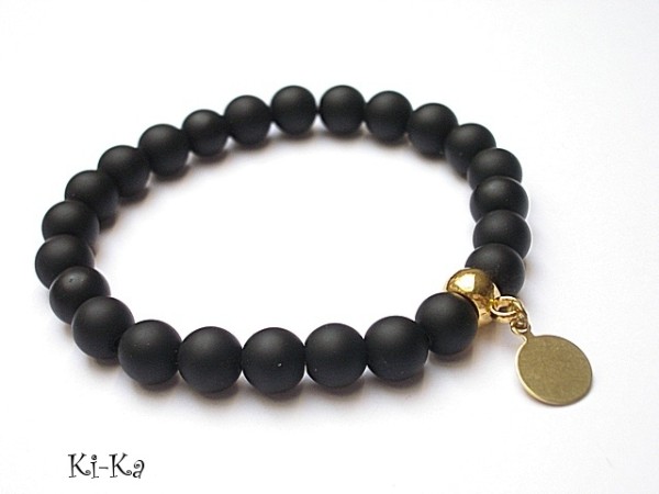 Black stone mat- bransoletka