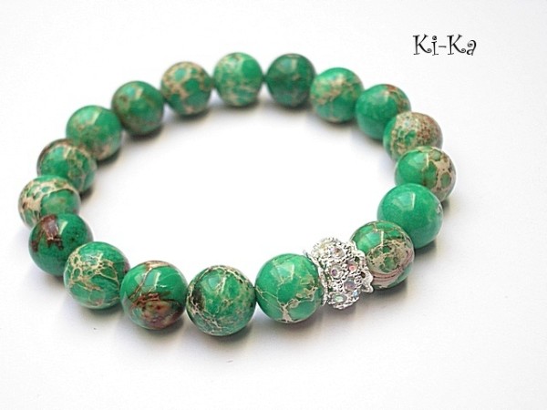 Jaspis cesarski mint 2 - bransoletka