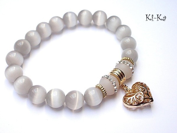 Light grey & rosso -bransoletka