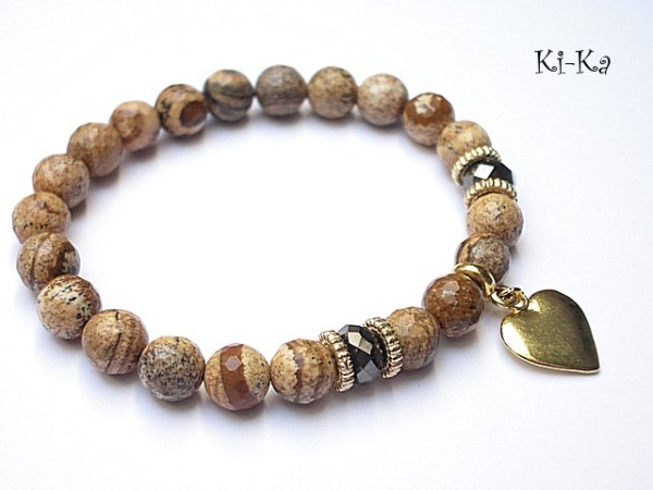 Serce w beżach -bransoletka