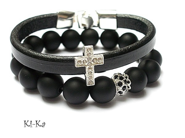 Black cross duo - bransoletki