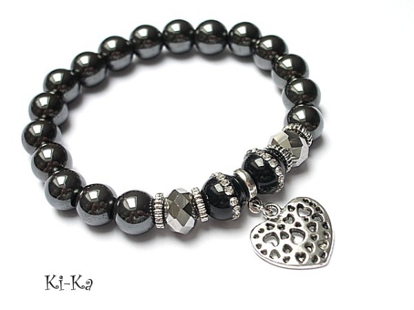 Black heart - bransoletka