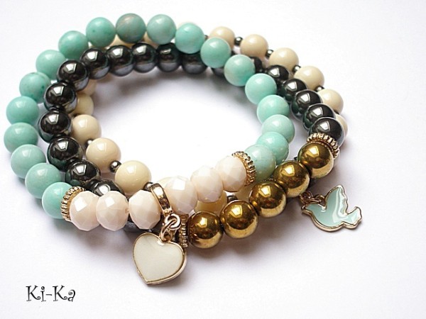 Blue, creme and black - set