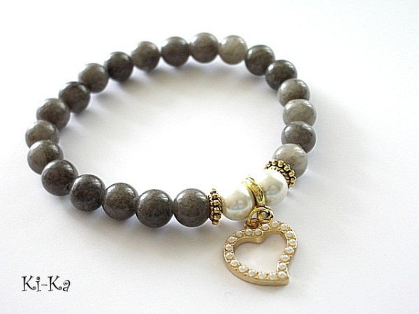Grey heart - bransoletka