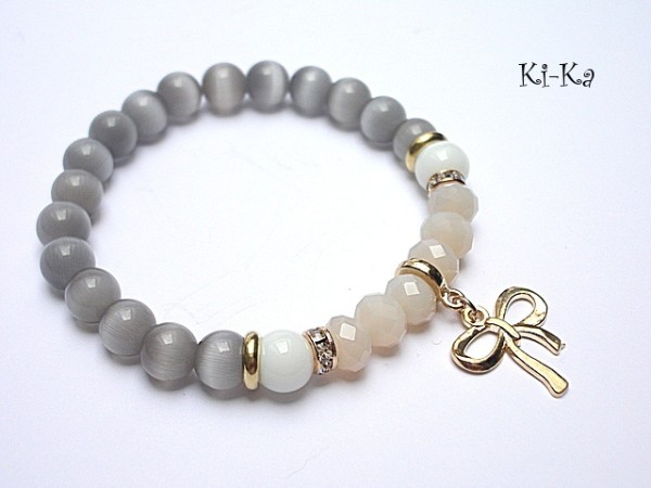 Grey bow - bransoletka