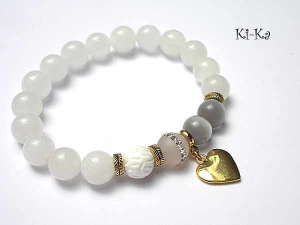 KOLEKCJA RICH - White heart - bransoletka