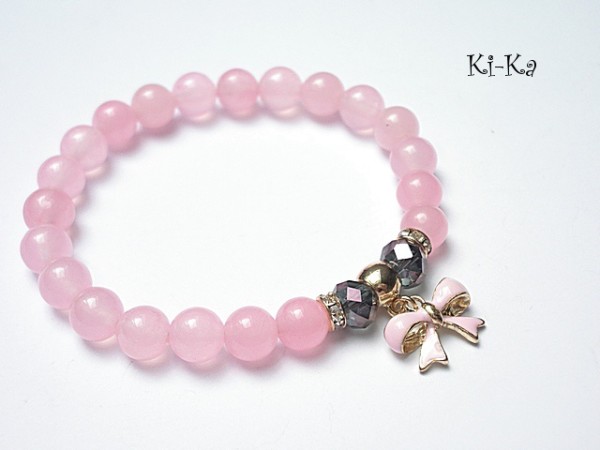 Pink bow - bransoletka