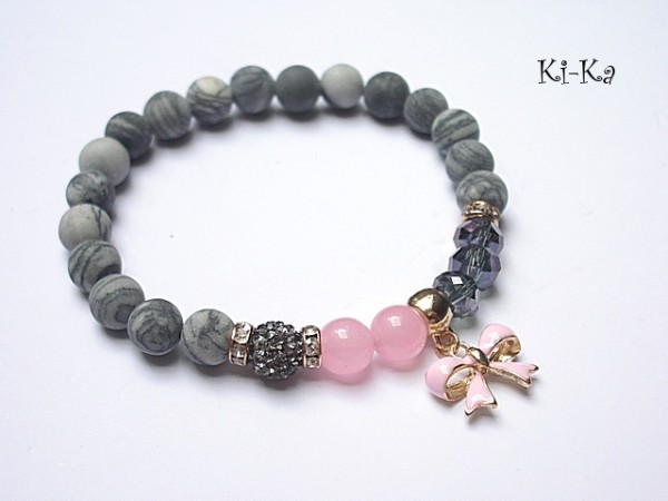 KOLEKCJA RICH - Grey and pink bow