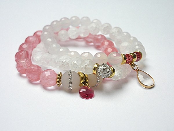 Padparadscha and white /11-2014/ - set