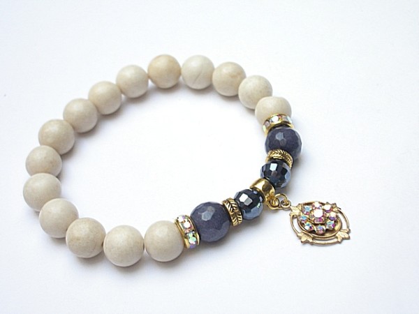 Retro Swarovski - Navy blue and cream  /04.02.15/