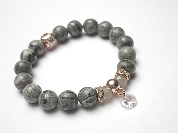 Grey and golden rose /06.04.15/ - bransoletka