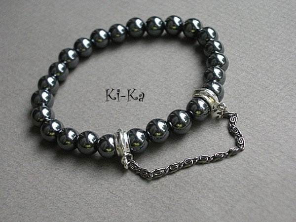 SIMPLE HEMATYT GRAPHITE - BRANSOLETKA