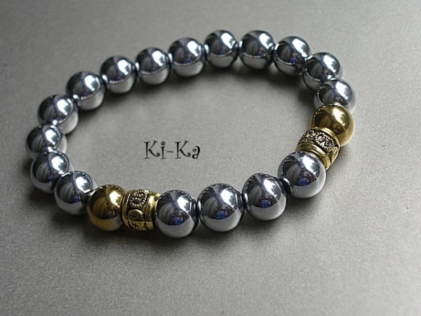 HEMATITE SILVER AND GOLD - BRANSOLETKA