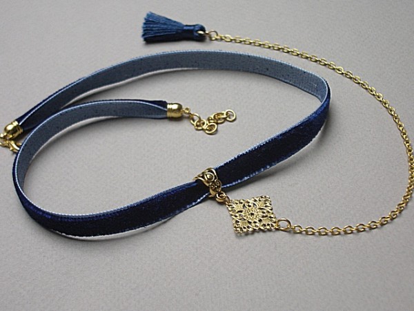 CHOKER - navy /smycz/ - naszyjnik