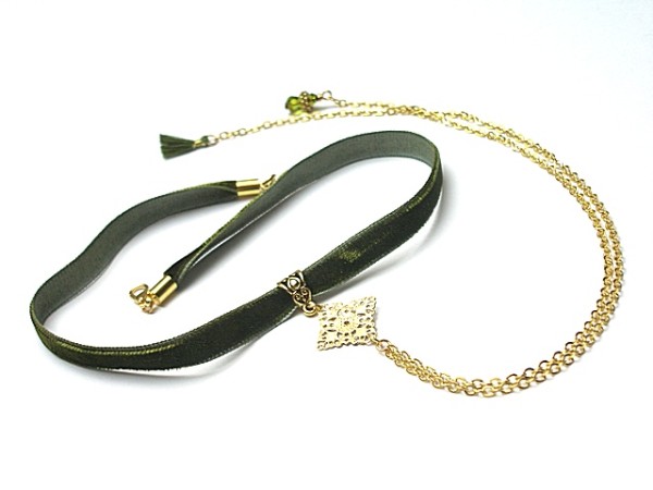 CHOKER - olive /smycz/