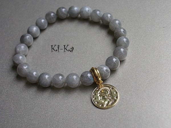 LABRADORYTY W ZŁOCIE - BRANSOLETKA