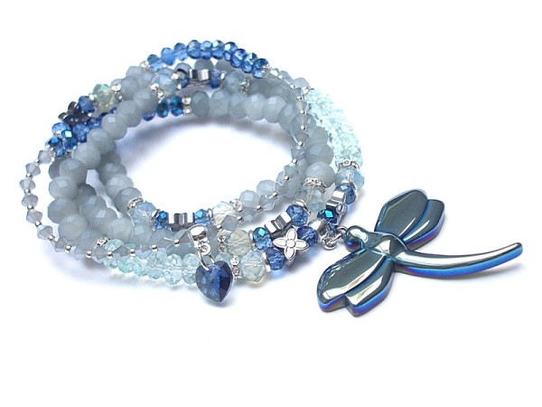 Crystal dragonfly /aqua/ - naszyjnik