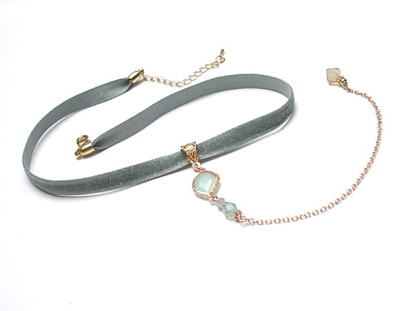 Choker /trok/ - grey mint - naszyjnik