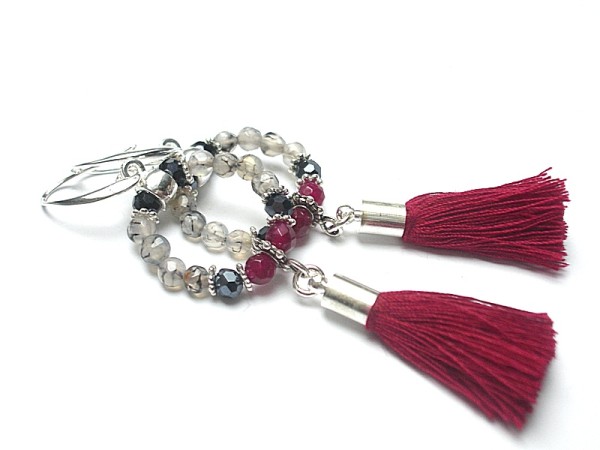 Wianki boho /carmine - grey/ 13.11.2017 - kolczyki