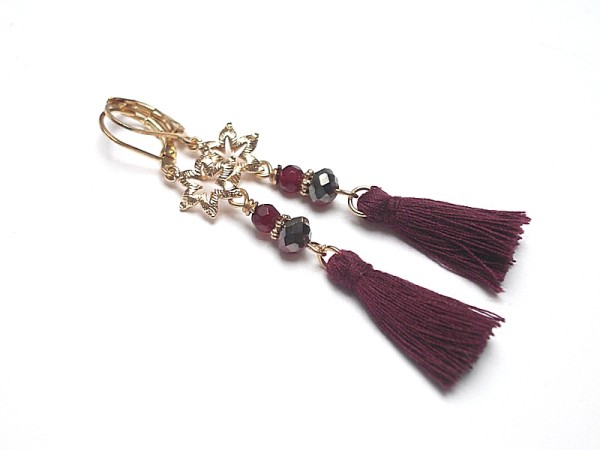 Boho - flower burgund - kolczyki