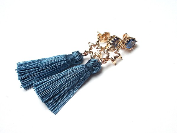 Boho - denim - kolczyki