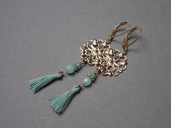 Boho - baby blue rosette /19.01.18/ - kolczyki