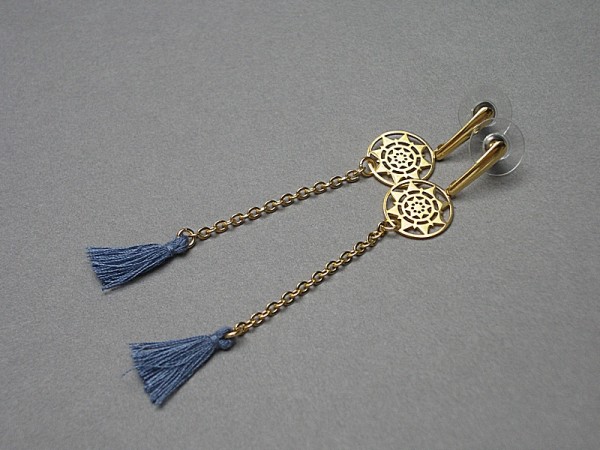 Alloys Collection /denim blue rosette/ - kolczyki